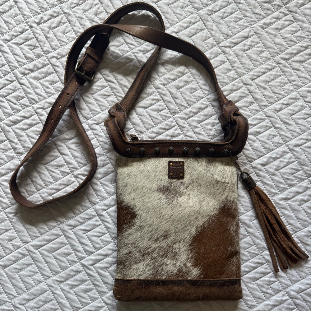 STS Ranchwear Western Crossbody Purse Leather Cowhide Cowgirl Boho Brown